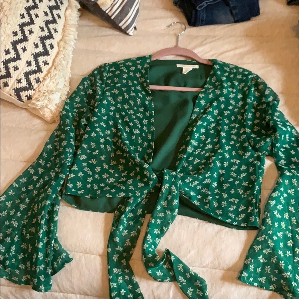 Urban outfitters tie front patterned top